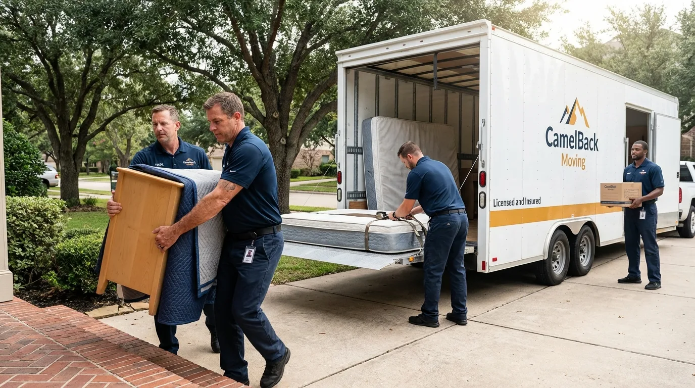 Crew loading residential truck for cross-state move from Keeseville, NY