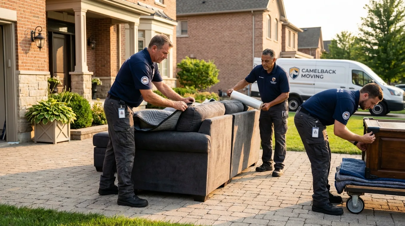 Large estate moving crew wrapping furniture in Keeseville, NY